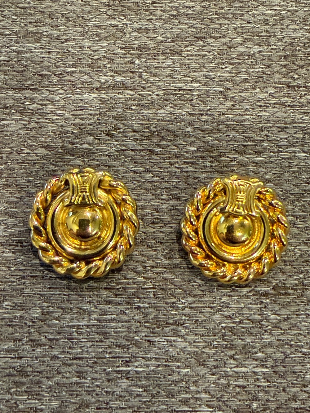 CELINE vintage gold plated clip on earrings